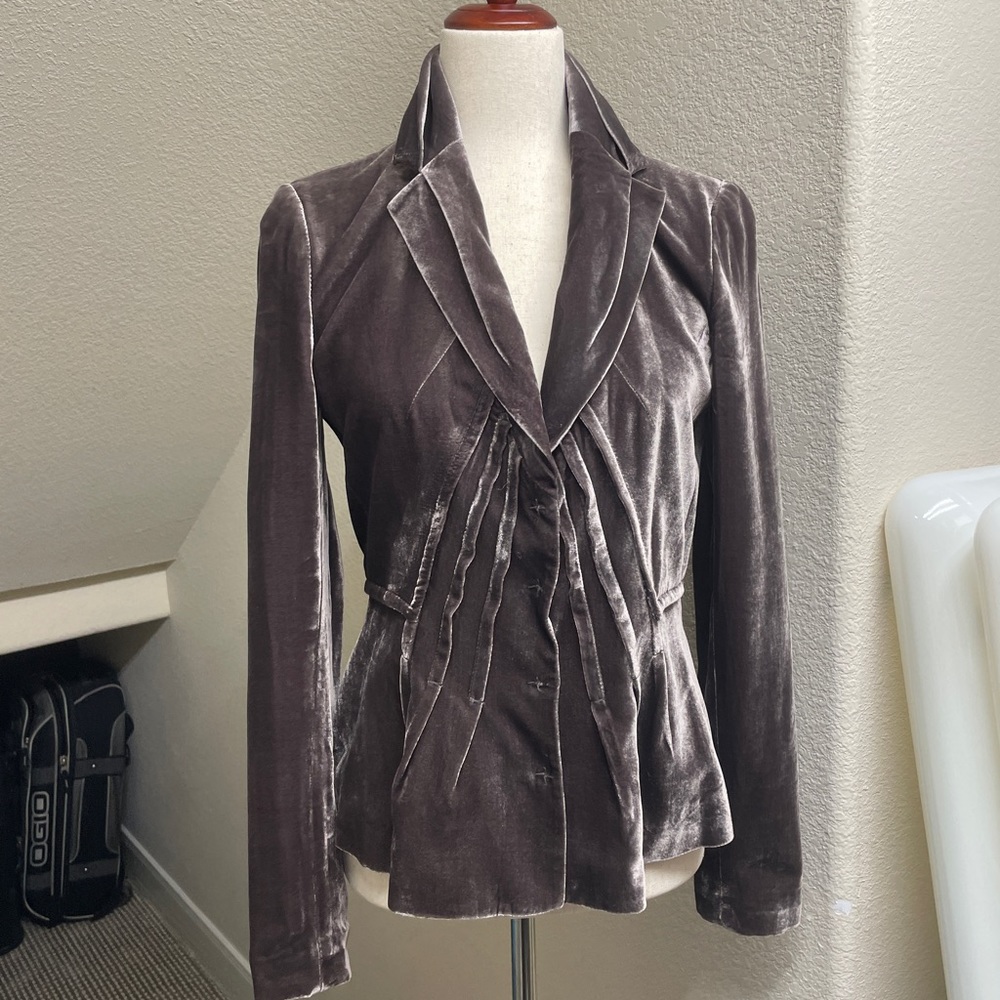 TAHARI Velvet Jacket Size 4 Gunmetal Grey NWOT